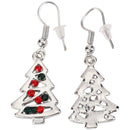 Red And Clear Crystal Christmas Tree Shape Dangle Earrings Stud Christmas G F8K5