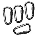 4pcs D-shape 30KN Heavy Duty Carbon Steel Screw Locking Climbing Carabiner