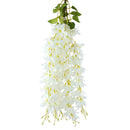 2Pcs Artificial 5-Fork Silk Hanging Plants Lilac Flower Garland Decor White