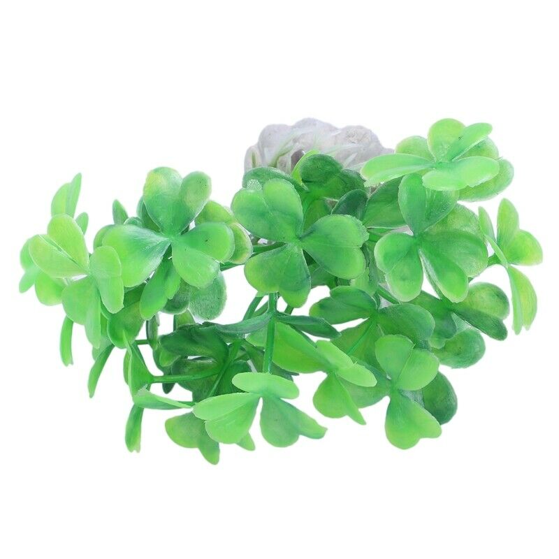 2 pieces Aquarium Landscaping green cloverleaf artificial aquatic plants E6I6