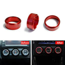 3PCS Red Aluminum AC Climate Control Knob Ring Cover For Subaru Impreza WRX/STi