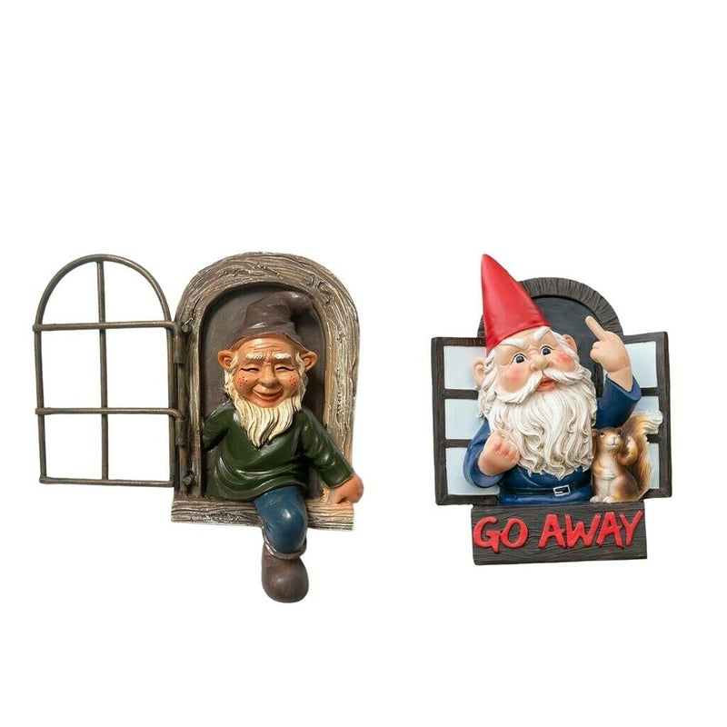 Wall Sculpture Garden Gnome Statue Outdoor Elf Out The Door / Window Tree Hugger