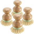 4 Pieces Bamboo Mini Scrub Brush Coconut Bristles Pot Brushes Dish Scrubber