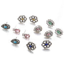 6Pairs/Set Women Rhinestone Crystal Earrings Drop Jewelry Ear Stud Earrings  Bj