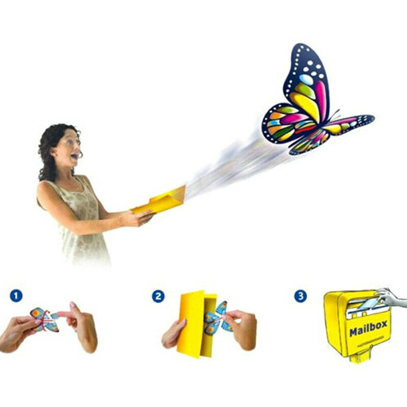 Magic Flying in the Book Butterfly Rubber Band Powered Wind Up Butterfly To3C