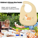 Cartoon Silicone Kids Bib Waterproof Baby Feeding Adjustable Apron (Yellow)