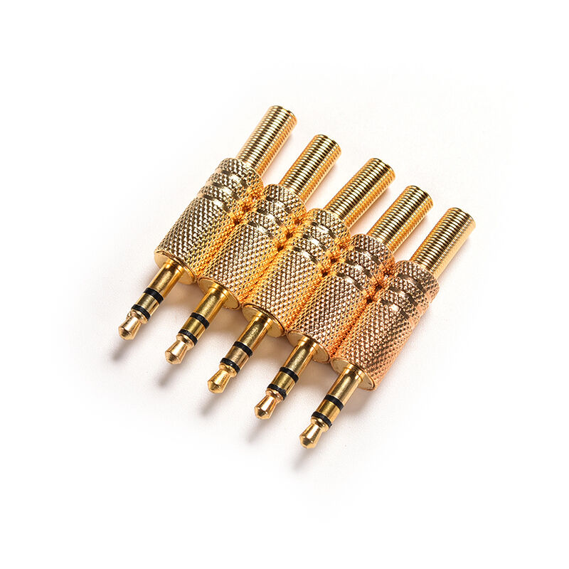 5 Pcs 3.5mm 1/8" Stereo Male Audio TRS Jack Plug Adapter Connector Plated Gol ES