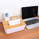 Wooden Tissue Box Holder Remote Control Pen Desk Storage Box For Home And