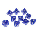 Pack of 10 Plastic Polyhedral Dice D10 for Dungeons&Dragons Table Games Blue