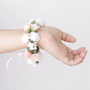 White and Pink Double Layer Rose Flower Garland Bridal Wedding Bracelet Wri U4C7