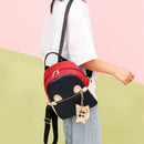 Girl Hit Color Small School Shoulder Bag Leather Women Dog Pendant Backpack