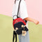 Girl Hit Color Small School Shoulder Bag Leather Women Dog Pendant Backpack