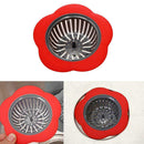 Flower Sink Strainer Kitchen Drain Filter Bathroom Drainage Hair Trap(Red) A