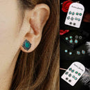5Pairs of Blue Turquoise Peacock Feather Earrings Court Retro Fashion Earri S7D9
