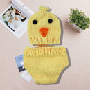 Cartoon Chick Costume Set 2pcs Knit Cap Pants Newborn Baby Photography Prop