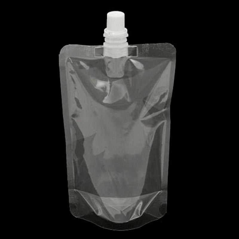 1PC 500ml clear spout stand up bag liquid juice flask pouch bags with cap B Gw