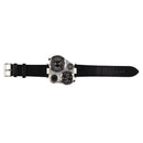 Men OULM Military Army Dual Time Zones Big Dial Leather Sports Watch Black A