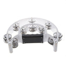 New Singer Tambourine Percussion Drum Grip Handle-32 Jingles Half Moon - Wh