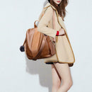 Pure Color Knapsack Women Large Backpacks Anti-theft Rucksack (Light Brown) SN9F