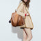 Pure Color Knapsack Women Large Backpacks Anti-theft Rucksack (Light Brown) SN9F