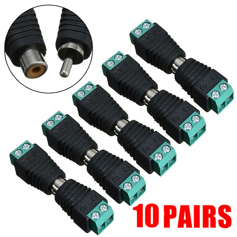 20X Speaker Wire Cable Audio Male / Female RCA Connector Adapter Jack Plug