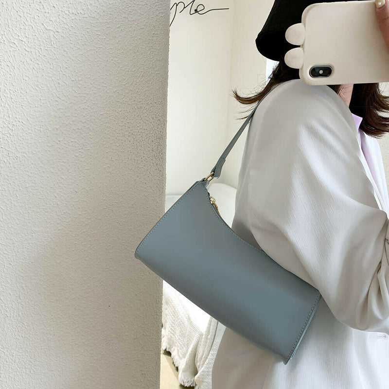 Fashion Pure Women Handbag Leather Female Small Shoulder Tote Bag (Blue)
