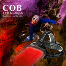 White Red COB LED Headlight 1000LM USB Rechargeable Torch Lamp for Fishing
