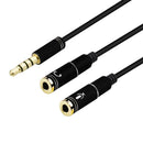 3.5mm Microphone Aux Cable 1 Male 2 Female Audio Cable for Laptop (Black) A