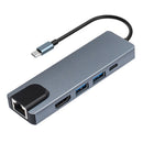 5 in 1 USB 3.1 Type-C HUB Aluminum Alloy 4K HDMI 2 USB3.0 PD RJ45 Adapter