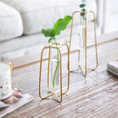 1 Piece Vase For Decoration Tube Vase Metal Stand Glass Tube Bottle For Pla V2B8
