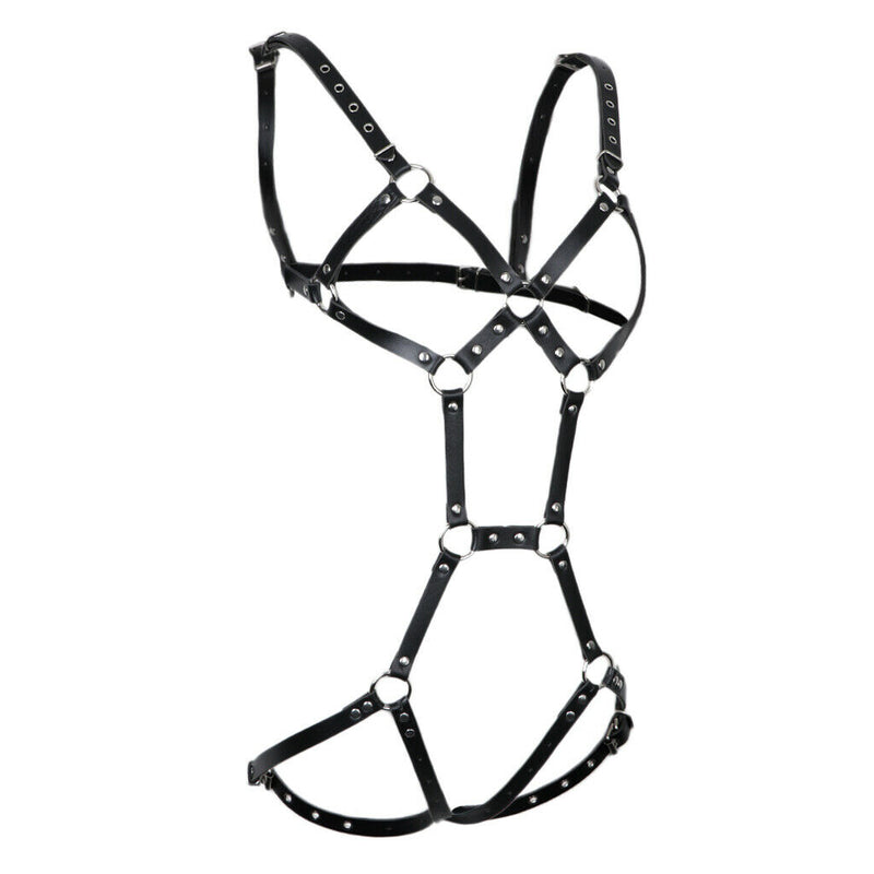Body Chest PU Leather Adjustable Hollow Out Straps Belt Club Costumes