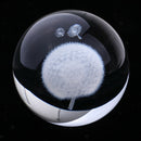 60mm Inner Carving Dandelion Crystal Ball Paperweight Fengshui Home Decor
