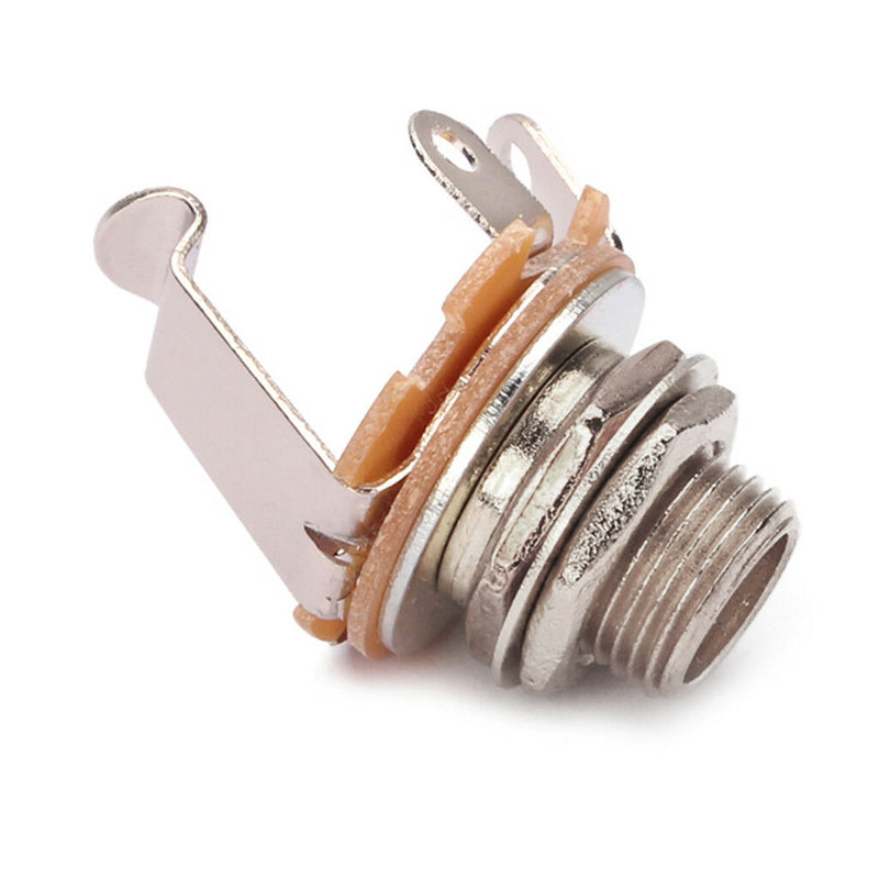 Set 10PCS 6.35mm 1/4" Mono Jacks Electric Guitar Spare Plug Sockets Nickle