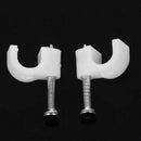5mm Diameter Cable Wire Clips Fastener w Fixing Nails 100Pcs White Y9O1