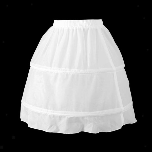 Kids 2 Hoop A-Line Petticoat Underskirt Wedding Flower Girls Short Crinoline