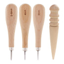 1 Set 3/4/5mm Steel Awl and Round Trimming polished Tool for Leather Crafts