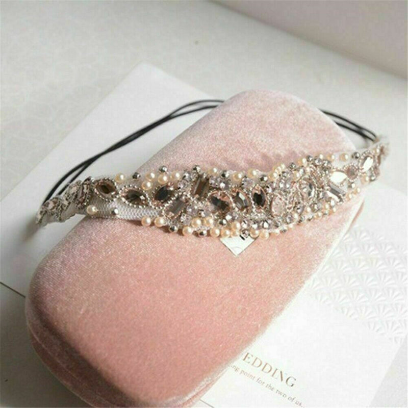Women Lady Lace Hairband Rhinestone Crystal Headband Elastic Head Piece R2P Nice