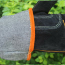 Pair Cowhide Welding Gloves Heat Resistant Work Glove Oven Baking Stove