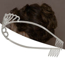Crown Tiara Princess Headband Stylish Rhinestone with Pin for Wedding