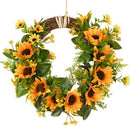 Artificial Sunflower Wreath Flower Wreath With Yellow Sunflower And Green L