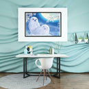 White Animal Full Drill Round Diamond Painting DIY Needlework Cross Stitch