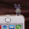 Crystal Rhinestone Rabbit Bunny Design Dustproof Anti-dust Port Plugs Cap Gift