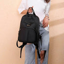 Women Casual Backpack Student Large Capacity Travel Zip Schoolbags (Black)