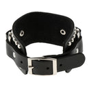Punk Adjustable Leather Bracelet Wide Belt Cuff Bangle for Men Women Black