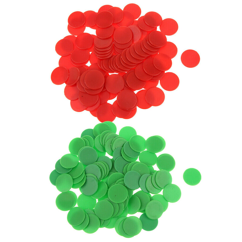 Pack of 200 Plastic Board Game Counters Game Chip Numeracy Teaching Red Green