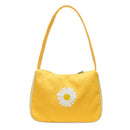 Women Nylon Handbag Flower Portable Totes Girl Travel Shoulder Bag (Yellow) A