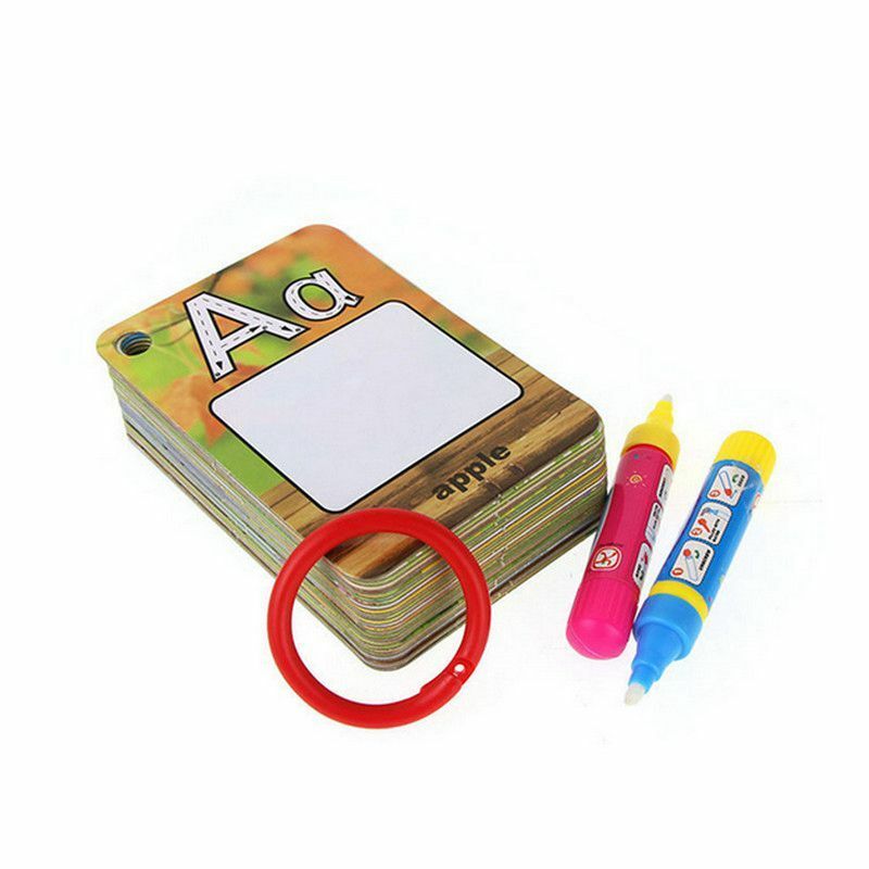 English Learning Card Magic Water Drawing Card with 2 Magic Pens Letter Card  Q5