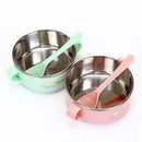 Cartoon Kids Stainless Steel Bowl Spoon Baby Infant Food Feeding Tableware