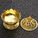 Tibet Collect Alloy Auspicious Lotus Shape Statue Box Incense Burner Censer N6P3