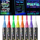 8 Liquid Chalk Pens Marker Reversible Neon Colours Glass Wipe Clean Marker